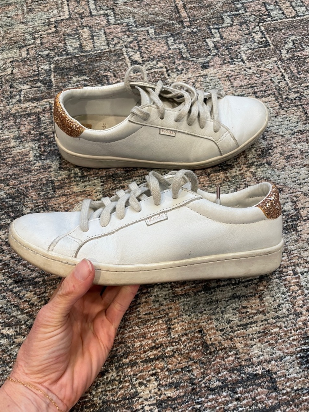 Kate Spade x Keds Glitter Heel Sneakers White Women’s 7.5